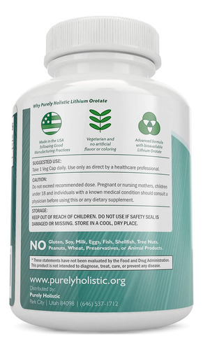 Purely Holistic Orotato De Lítio 5mg, 180 Unidades De Lít... - Imagem 4