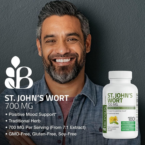 Bronson St. Johns Wort 700 Mg Por Porção Hypericum Perforatu - Imagem 3