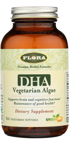 Flora - Algas Vegetarianas Dha, Rico Em Ômega-3, Não Ogm, 6