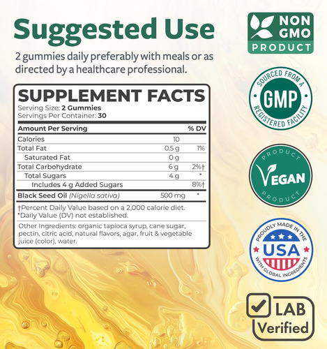 Suplemento Healths Harmony Black Seed Oil Gummies 60 Unidade - Imagem 5
