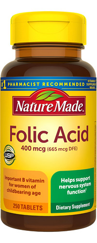 Suplemento Nature Made Ácido Fólico 400 Mcg 250 Comprimidos - Imagem 4