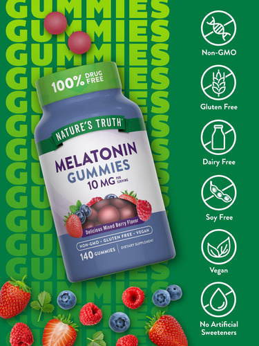 Suplemento Nature"s Truth, Gomas De Melatonina, 10 Mg, 140 U - Imagem 3