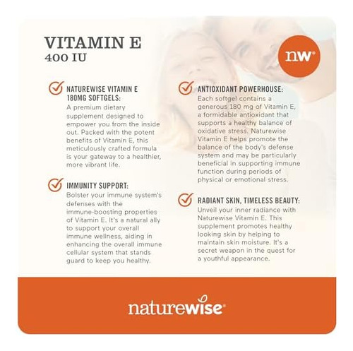 Naturewise Vitamina E 400 Ui Softgels (180mg Dl-alpha) - Sup - Imagem 4