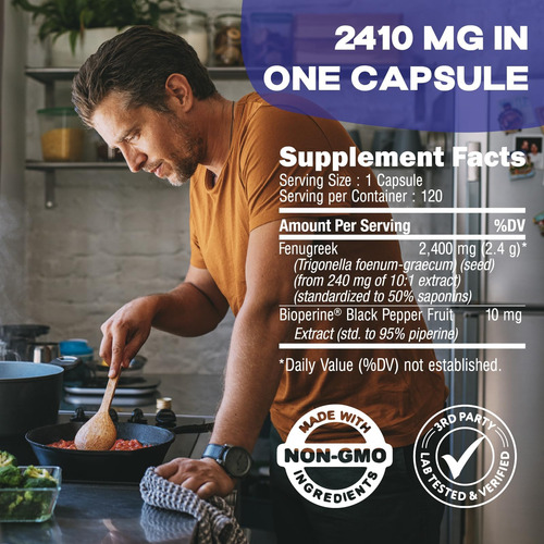 Suplemento Comfy Health: Cápsulas De Feno-grego, 2410 Mg, 12 - Imagem 4
