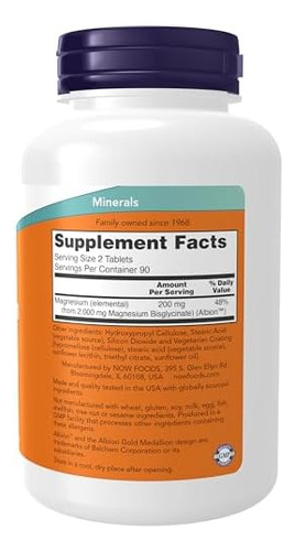 Now Foods Supplements, Glicinato De Magnésio 100 Mg, Forma A - Imagem 2