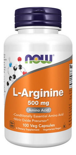 L-arginina 500 Mg 100 Cápsulas Da Now Foods