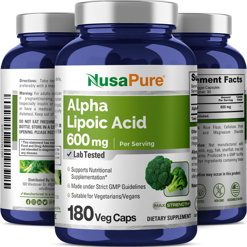 Suplemento De Ácido Alfa Lipóico Nusapure 600 Mg 180 Cápsula - Imagem 4