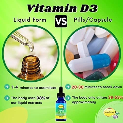 Wellwe 2 Garrafas Líquidas De Vitamina D3 K2 Gotas 5000 Ui C - Imagem 5