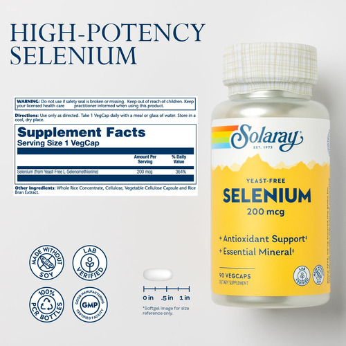Suplemento Solaray Selenium 200mcg Vegano E Não Transgênico - Imagem 2