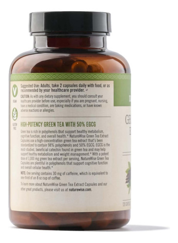 Suplemento De Extrato De Chá Verde Naturewise 1000mg 120 Cáp - Imagem 5