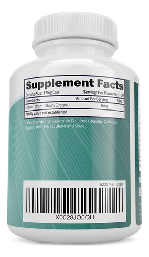 Purely Holistic Orotato De Lítio 5mg, 180 Unidades De Lít... - Imagem 3