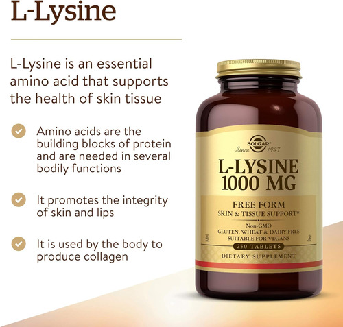 Solgar L-lysine 1000 Mg, 250 Tablets - Enhanced Absorptio... - Imagem 3