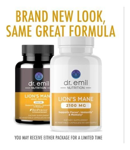 Suplemento Dr. Emil Nutrition Lion"s Mane, Cápsulas De 2100 - Imagem 5