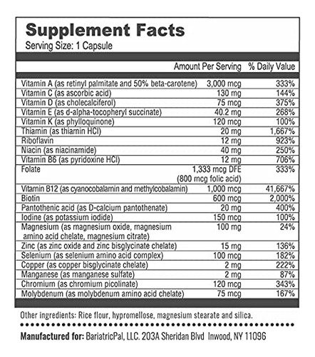Suplemento Multivitamínico Bariátrico, Uma Cápsula Sem Ferro - Imagem 2