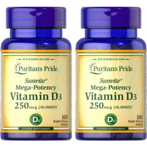 Puritans Pride Vitamina D3 10.000 Ui, Pacote Duplo 200 Conta