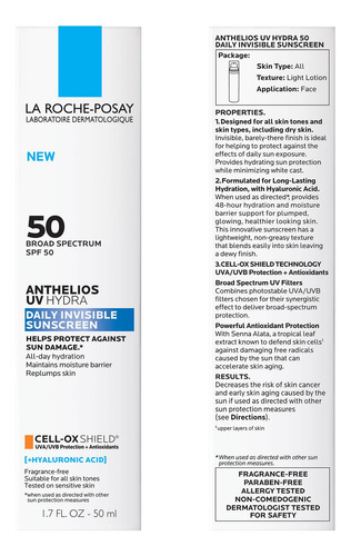 Protetor Solar La Roche Posay Anthelios Uv Hydra Spf 50 50ml - Imagem 5