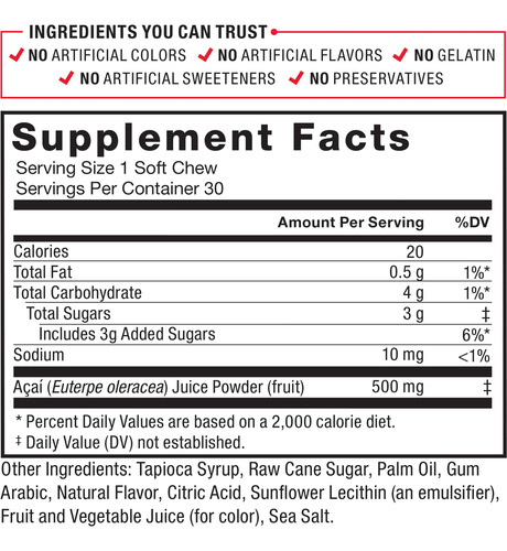 Suplemento Force Factor Açaí Soft Chews Immune Support 30u - Imagem 4