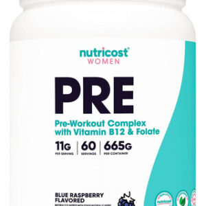 Pó Pré-treino Nutricost Para Mulheres, Framboesa Azul, 60 Po
