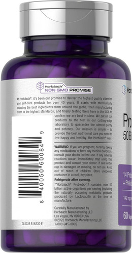 Suplemento Horbaach Probiotic 25 Bi 14 Cepas 60 Cápsulas - Imagem 6
