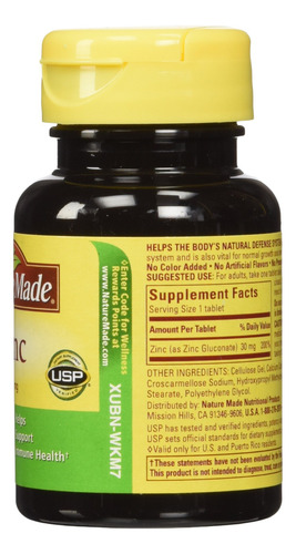 Suplemento Nature Made Zinc 30 Mg 100 Comprimidos - Imagem 2