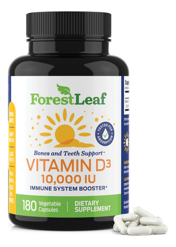 Suplemento De Vitamina D3 Forestleaf 10.000 Ui 180 Cápsulas
