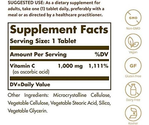 Vitamina C Solgar 1000 90 Comprimidos - Imagem 2