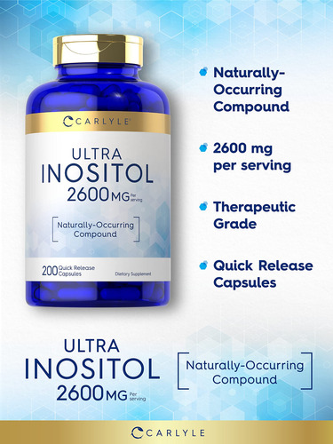 Suplemento Carlyle Inositol Em Cápsulas 2600 Mg 200 Unidades - Imagem 3