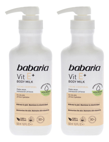 Body Milk Babaria Vitamin E Plus, Pacote Com 2