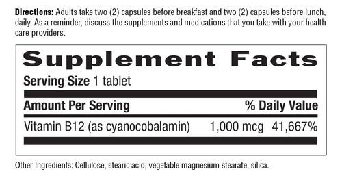 Suplemento Country Life Vitamina B12 1000mcg Sublingual 60 T - Imagem 7
