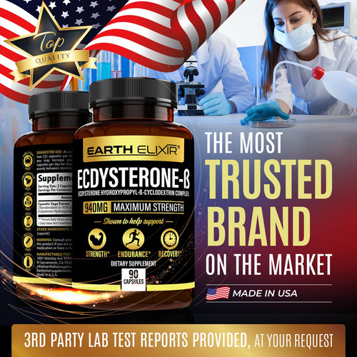 Suplementos Earth Elixir Ecdysterone 940 Mg (90 Cápsulas) - Imagem 5
