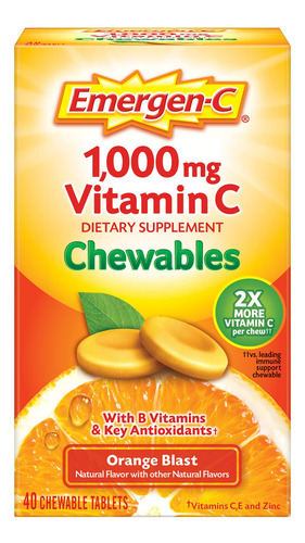 Suplemento Emergen-c De Vitamina C Mastigável 1000 Mg 40 Com