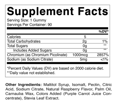 Suplemento Vitamático De Picolinato De Cromo 1000mcg Gummies - Imagem 2