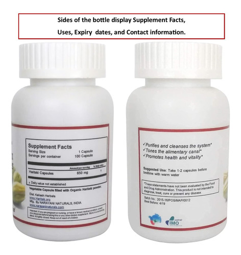 Suplemento Kailash Herbals Organic Haritaki 100 Cápsulas - Imagem 6