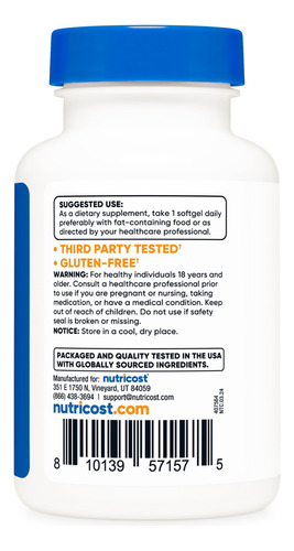 Suplemento Nutricost Astaxantina 12 Mg 60 Cápsulas Gelatinos - Imagem 3