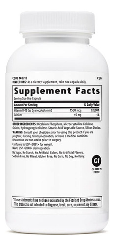 Suplemento Gnc Vitamina B-12 1500mcg 90 Cápsulas - Imagem 2