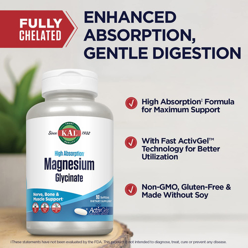 Suplemento Kal Magnesium Glicinate Activgels 315mg 90 Sofge - Imagem 4