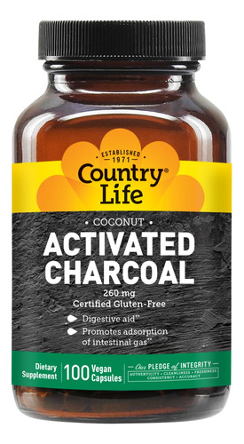 Suplemento De Carvão Ativado Country Life 260 Mg 100 Cápsula - Imagem 4