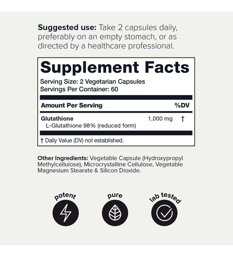 Suplemento De Glutationa Toniiq Ultra High Strength 1000mg - Imagem 2