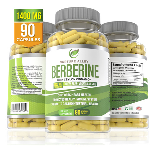 Suplemento Nurture Alley Berberina Hcl 1200 Mg + Canela 200 - Imagem 4