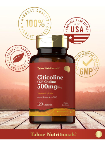 Suplemento Tahoe Nutritionals Citicoline 500 Mg 120 Cápsulas - Imagem 6