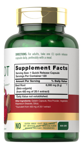 Suplemento: Cápsulas De Raiz De Beterraba Carlyle, 8000 Mg, - Imagem 2