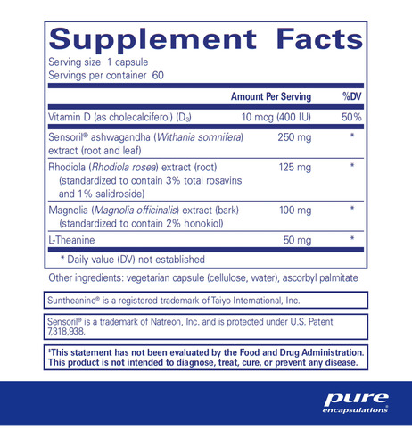 Suplemento Pure Encapsulations Cortisol Calm 60 Cápsulas - Imagem 2
