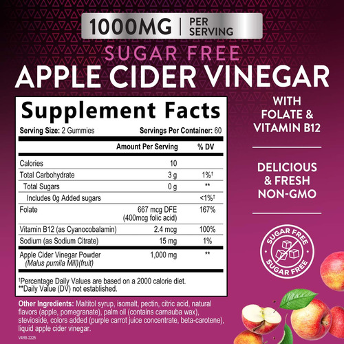 Suplemento Nature"s Nutrition Vinagre De Maçã Gummy 1000mg - Imagem 2