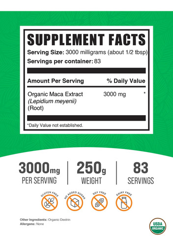 Suplemento Bulksupplements.com Extrato De Raiz De Maca Em Pó - Imagem 2
