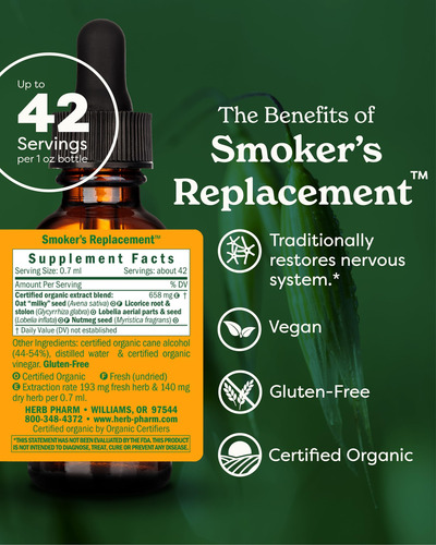 Suplemento Herb Pharm Smoker"s Replacement 30ml Nervoso Syst - Imagem 2