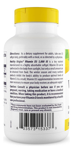Suplemento Healthy Origins Vitamina D3 5.000 Ui 360 Cápsulas - Imagem 3