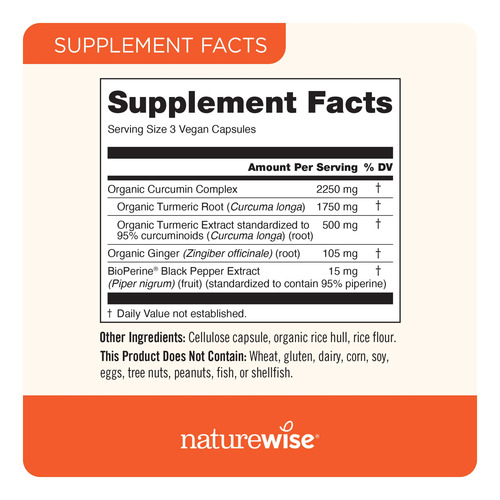 Suplemento Naturewise Curcumina Cúrcuma 2250mg 180 Cápsulas - Imagem 5