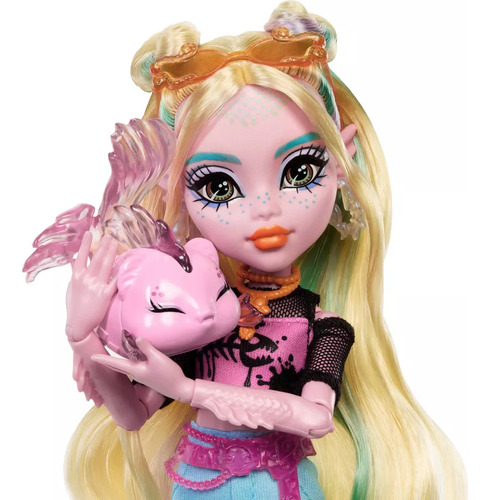 Boneca De Moda Azul Monster High Lagoona Com Peixe De Estima - Imagem 3