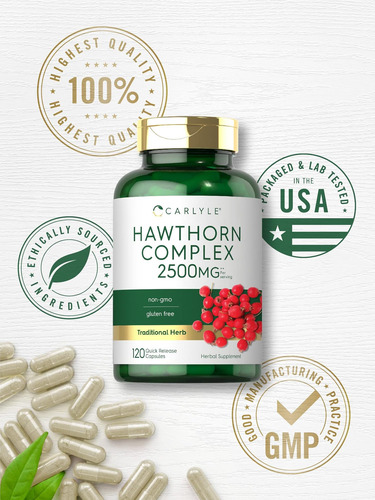 Complexo Carlyle Hawthorn Berry | 2500mg | 120 Cápsulas | Co - Imagem 5