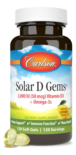Carlson Labs Solar D Gems Vitamina D3 Natural, 2.000 Ui, 120 - Imagem 5